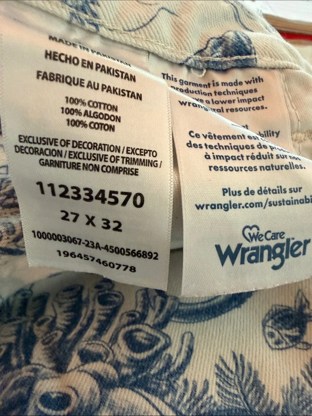 Wrangler Wanderer Blue and White Nautical  Printed Jeans - Picture 2 of 7